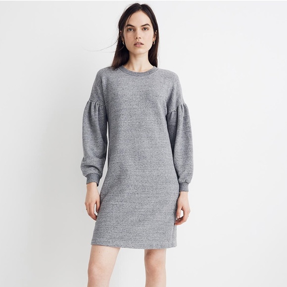 madewell bubble sleeve sweatshirt dress